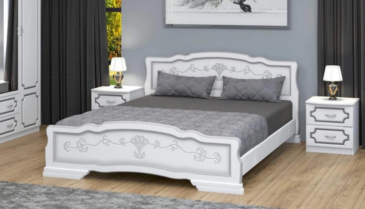 Кровать Карина 6 белый жемчуг Браво мебель