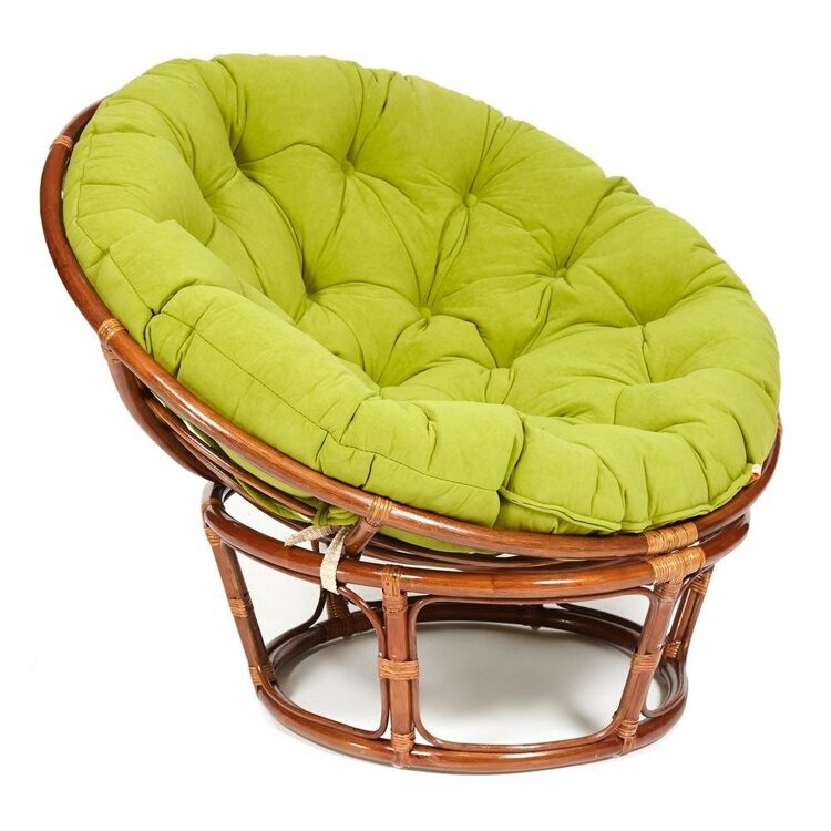 Кресло "PAPASAN" 23/01 W /с подушкой/ Pecan (орех), флок Олива, 23