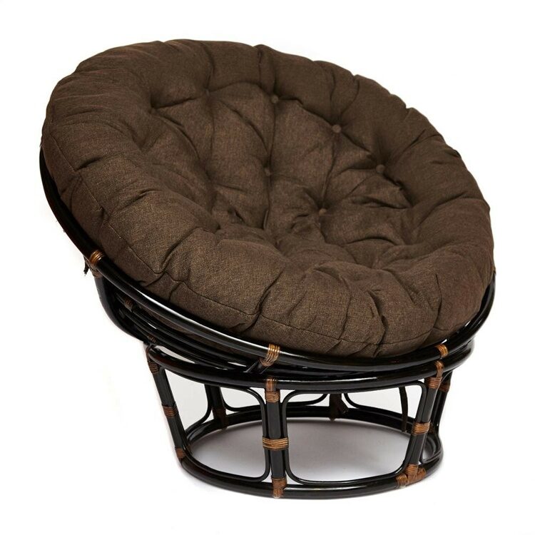 Кресло "PAPASAN" 23/01 W /с подушкой/ Antique brown (античный черно-коричневый), ткань Коричневый, 3М7-147