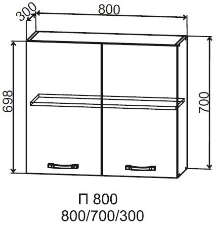 Корпус шкаф верхний П/ПС 800/2, серый